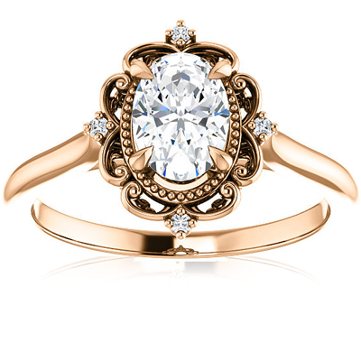 Pompeii3 1 Ct Oval Diamond Engagement Ring 14k Rose Gold