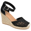 Journee Collection Sierra Womens Comfort Insole Macrame Wedge Sandals In Black
