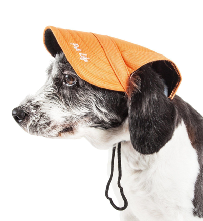 Pet Life 'cap-tivating' Uv Protectant Adjustable Fashion Dog Hat Cap In Orange