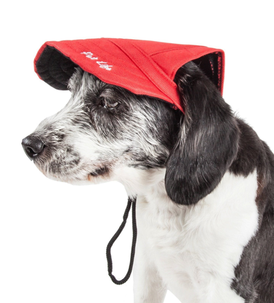 Pet Life 'cap-tivating' Uv Protectant Adjustable Fashion Dog Hat Cap In Red