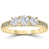 Pompeii3 1 1/2 Cttw Diamond 3-stone Engagement Anniversary Ring 14k Yellow Gold In Yellow