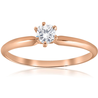 Pompeii3 1/4 Ct Solitaire Diamond Engagement Ring 14k Rose Gold In Beige
