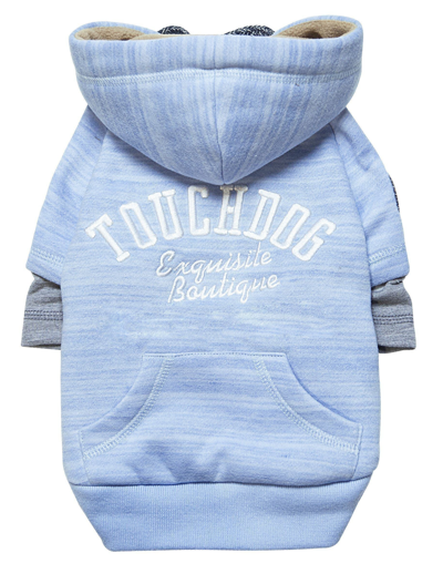 Touchdog Hampton Beach Ultra-soft Blasted Cotton Hooded Dog Sweater In Blue
