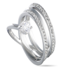 Swarovski Fresh Rhodium-plated Crystal Swirl Ring In Silver