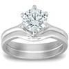 Pompeii3 1 Ct Round Diamond Engagement Ring Wedding Plain Band Set 14k White Gold In Silver