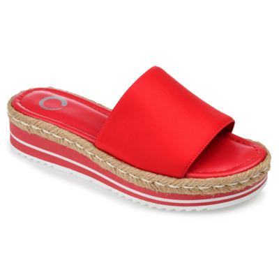 Journee Collection Rosey Womens Slip On Opentoe Flatform Sandals In Red