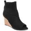 Journee Collection Sabeena Wedge Peep Toe Bootie In Black