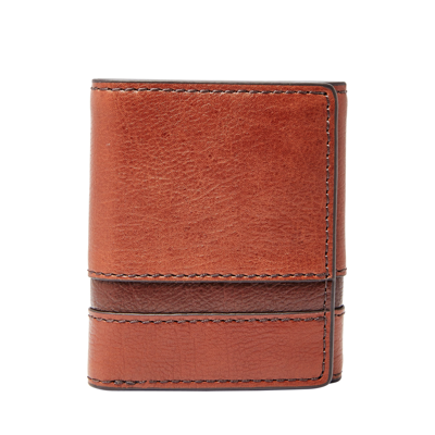 Fossil Men's Easton Rfid Leather Trifold In Brown