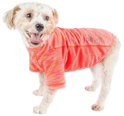 Pet Life Active 'warf Speed' Heathered Ultra-stretch Yoga Fitness Dog T-shirt In Orange
