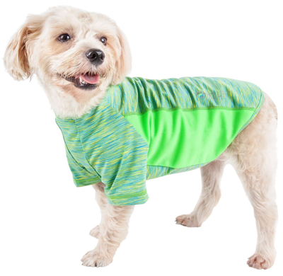 Pet Life Active 'warf Speed' Heathered Ultra-stretch Yoga Fitness Dog T-shirt In Green