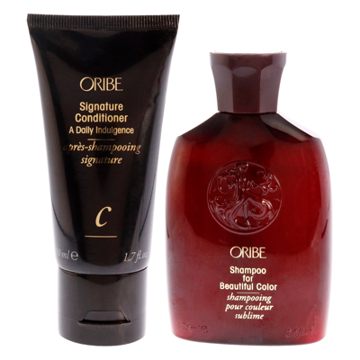 Oribe Signature Conditioner And Shampoo For Beautiful Color Kit By  For Unisex - 2 Pc Kit 1.7oz Condi In Red