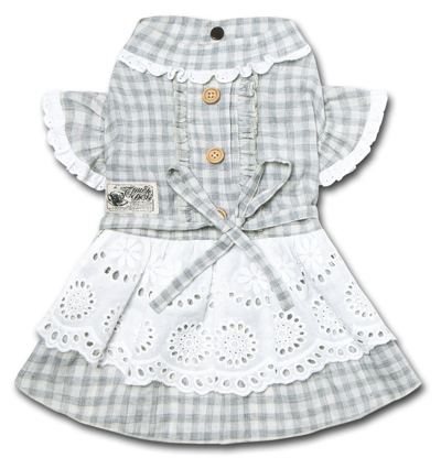 Touchdog 'i Love Poochi' Classical Plaid Fashion Designer Dog Dress In Grey