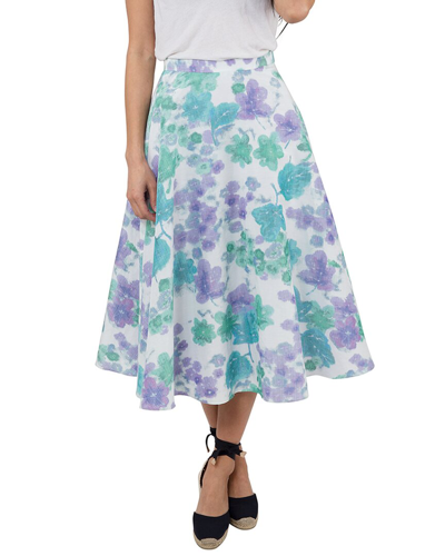 Ann Mashburn Circular Linen-blend Skirt In Blue