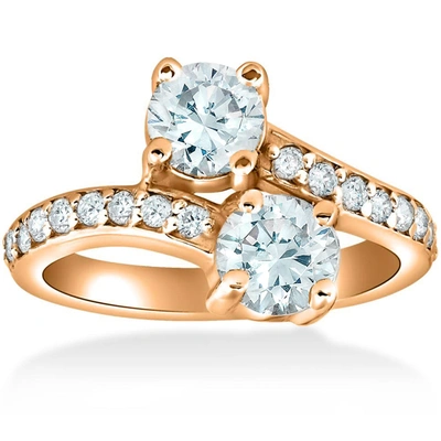 Pompeii3 1 1/2 Cttw Forever Us 2-stone Diamond Engagement Forever Us Ring 14k Rose Gold In Multi