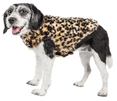 Pet Life Luxe 'poocheetah' Cheetah-spotted Designer Mink Fur Dog Coat In Brown