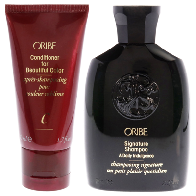 Oribe Conditioner For Beautiful Color And Signature Shampoo Kit By  For Unisex - 2 Pc Kit 1.7oz Condi In Black