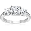 Pompeii3 2 Ct Twd Three Stone Diamond Engagement Ring 14k White Gold Anniversary Band In Silver
