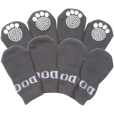 Pet Life Anti-slip Rubberized Gripped Breathable Stretch Pet Dog Socks - Set Of 4 In Grey