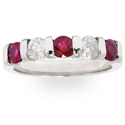 Pompeii3 1/2ct Ruby & Diamond Wedding Anniversary 14k White Gold Ring In Silver