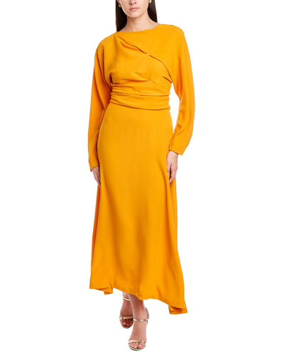 Oscar De La Renta Silk-lined Midi Dress In Orange