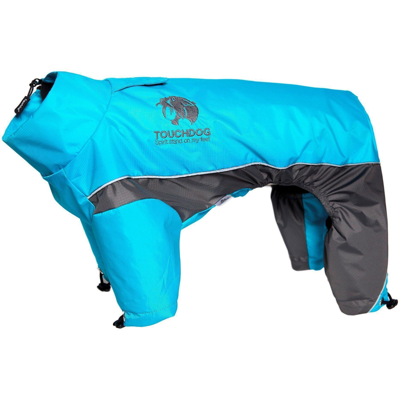 Touchdog Quantum-ice Adjustable And Reflective Full-body Winter Dog Jacket In Blue