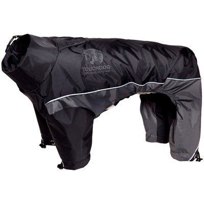 Touchdog Quantum-ice Adjustable And Reflective Full-body Winter Dog Jacket In Black
