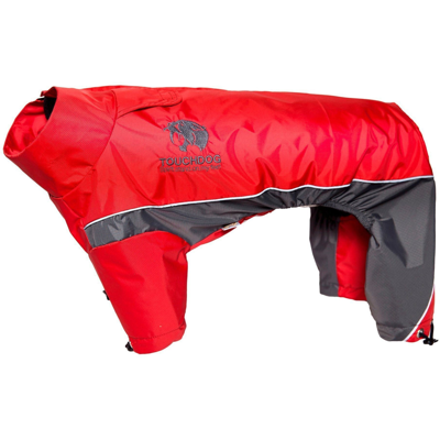 Touchdog Quantum-ice Adjustable And Reflective Full-body Winter Dog Jacket In Red