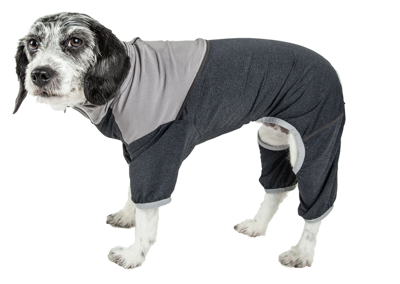 Pet Life Active 'embarker' 4-way Stretch Fitness Yoga Full Body Dog Tracksuit In Black