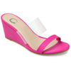 Journee Collection Women's Angelina Lucite Wedge Sandals Women's Shoes In Pink