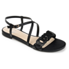 Journee Collection Jalia Womens Faux Leather Sling Back Flat Sandals In Black