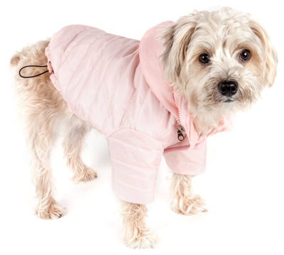 Pet Life Lightweight Adjustable And Collapsible 'sporty Avalanche' Dog Coat W/ Pop-out Zippered Hoo In Pink