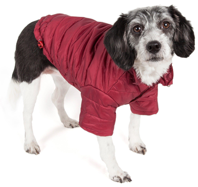 Pet Life Lightweight Adjustable And Collapsible 'sporty Avalanche' Dog Coat W/ Pop-out Zippered Hoo In Red