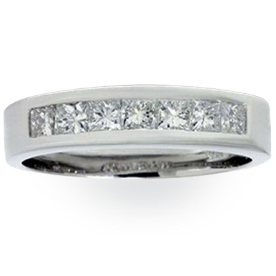 Pompeii3 1 1/2ct Princess Cut Mens Real Diamond Wedding 14k Ring In Silver