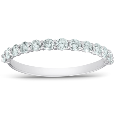 Pompeii3 1/2 Ct Tdw Diamond Wedding Ring Stackable Womens Anniversary Band 14k White Gold In Silver