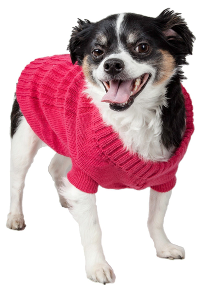 Pet Life Heavy Cotton Rib-collared Fashion Dog Sweater In Pink