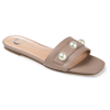 Journee Collection Journee Leonie Pearly Stud Slide Sandal In Beige