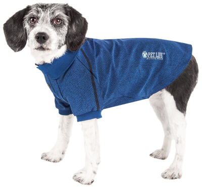 Pet Life Active 'fur-flex' Stretch And Quick-dry Anti-odor Fitness Yoga Dog Polo T-shirt In Blue