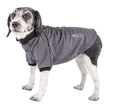 Pet Life Active 'fur-flex' Stretch And Quick-dry Anti-odor Fitness Yoga Dog Polo T-shirt In Grey