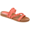 Journee Collection Women's Colette Braided Strappy Open Toe Flat Sandals In Pink
