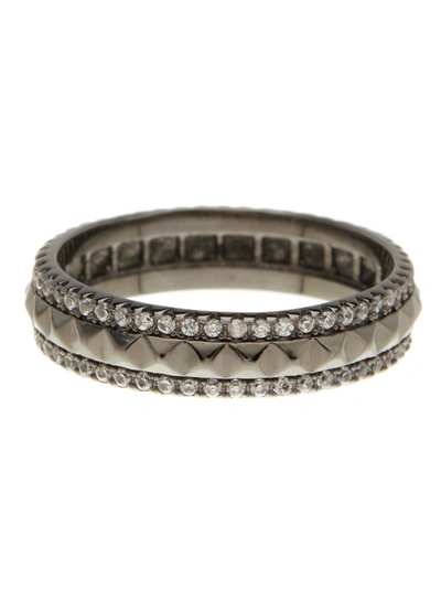 Sterling Forever Sterling Silver Textured Cz Ring In Grey