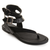 Journee Collection Kyle Womens Faux Leather Ankle Straps Flat Sandals In Black