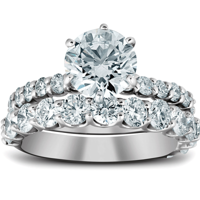 Pompeii3 3 Ct Diamond Engagement Wedding Ring Set 14k White Gold In Silver