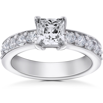 Pompeii3 2 Ct Princess Cut Diamond Engagement Ring 14k White Gold In Silver
