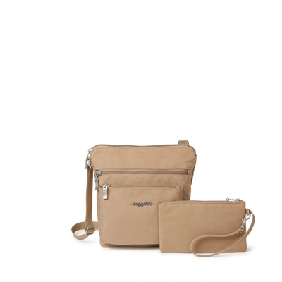 Baggallini Pocket Crossbody With Rfid In Beige