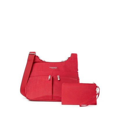 Baggallini Cross Over Crossbody With Rfid In Red