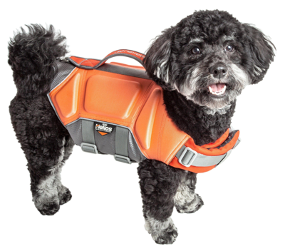 Dog Helios 'tidal Guard' Multi-point Strategically-stitched Reflective Pet Dog Life Jacket Vest In Orange