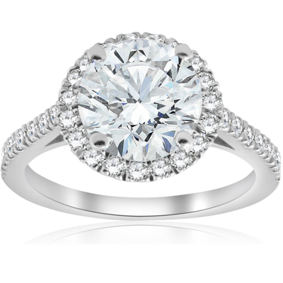 Pompeii3 2 1/2 Ct Halo Round Cut Diamond Engagement Ring 14k White Gold In Silver