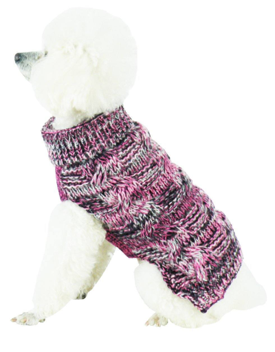Pet Life 'royal Bark' Heavy Cable Knitted Designer Fashion Dog Sweater In Pink