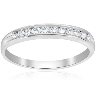 Pompeii3 Platinum 1/4ct Diamond Lab Created Womens Wedding Channel Set Ring In Silver