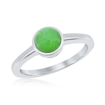Simona Sterling Silver 6mm Round Jade Solitaire Ring In Green
